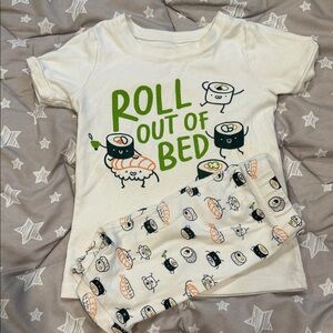 Old Navy Kids Pajama Set - White and Green Sushi Print